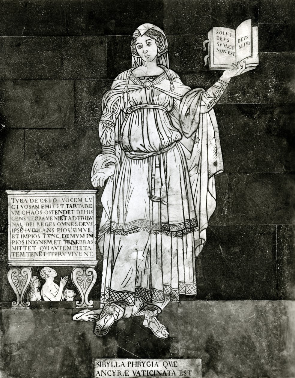 تفاصيل الرصف تصور Phrygian Sibyl (الرخام) (صورة b / w) بواسطة لويجي دي روجيري