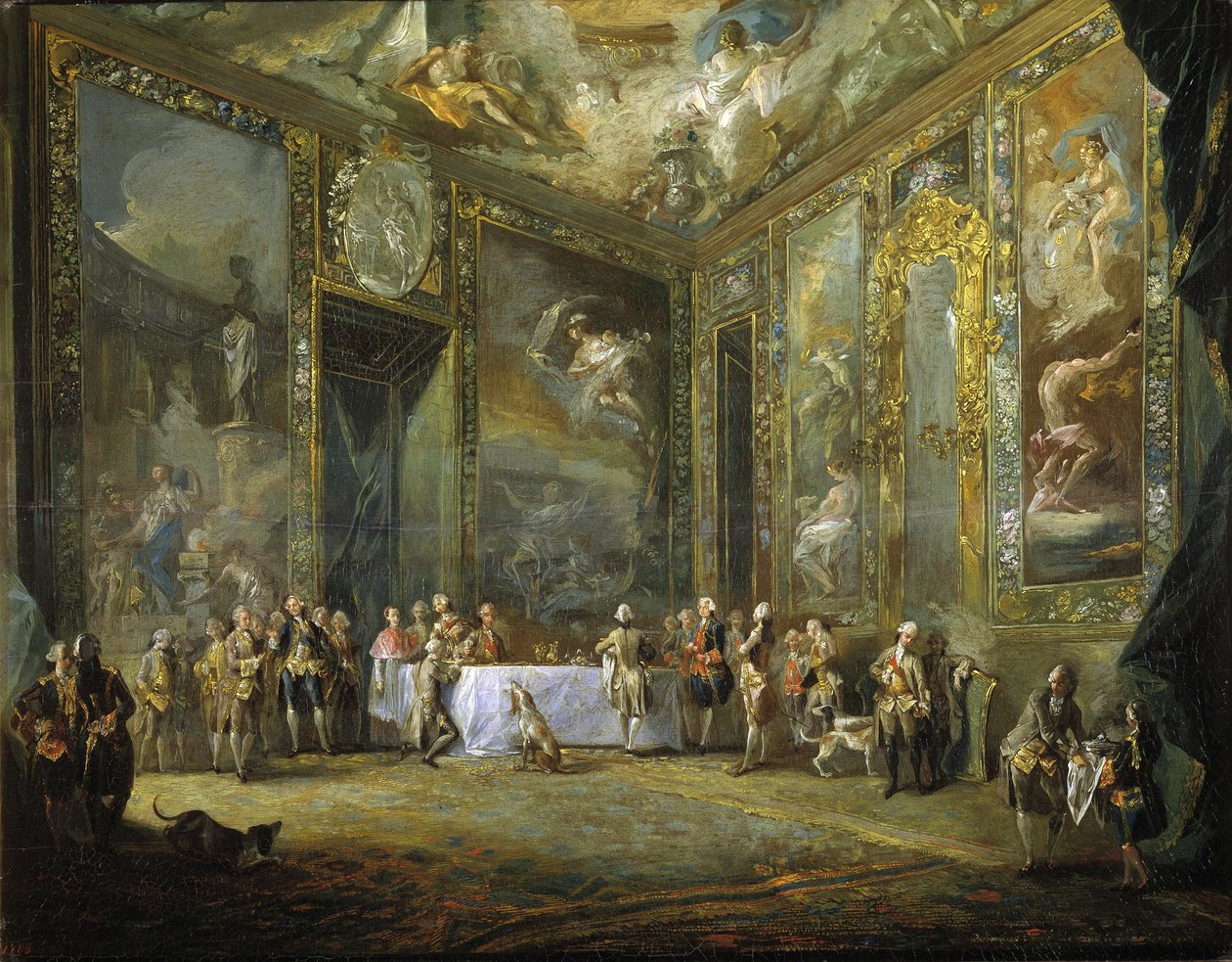 تناول الطعام شارل الثالث أمام المحكمة الإسبانية بواسطة Luis Paret y Alcazar