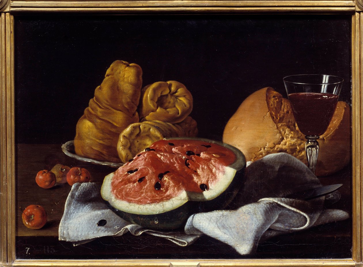 باستيك ، خبز ، كيك وكوب نبيذ. رسم لويس ميلينديز (1716 - 1780) ، المدرسة الإسبانية بواسطة لويس إيجيديو مينينديز أو ميلينديز