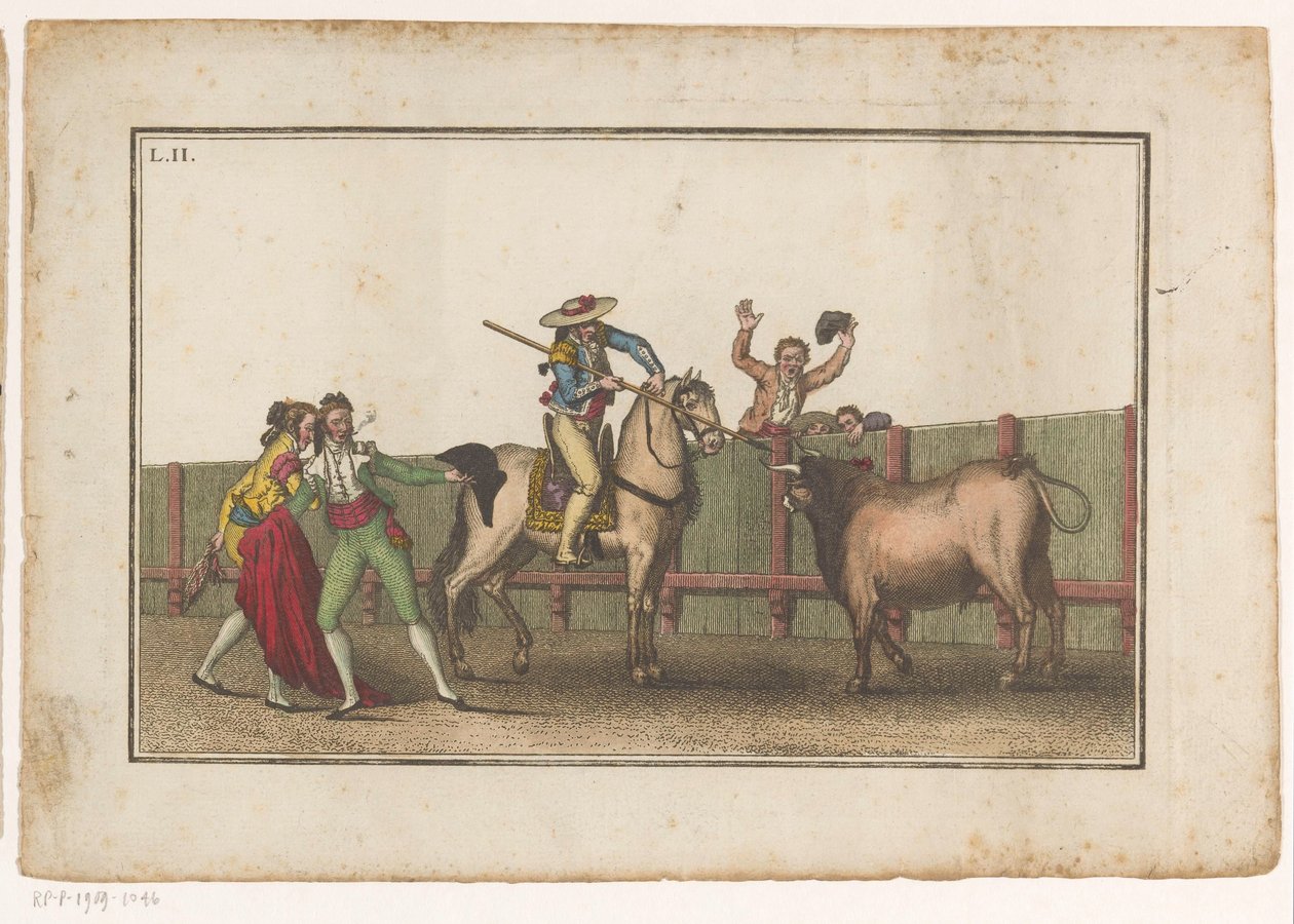 يصوب بيكادور رمحه على ثور Coleccion de las Principales suertes de una corrida de toros (عنوان السلسلة) مجموعة من أهم المناورات في مصارعة الثيران (عنوان المسلسل) بواسطة لويس فرنانديز نوسيرت