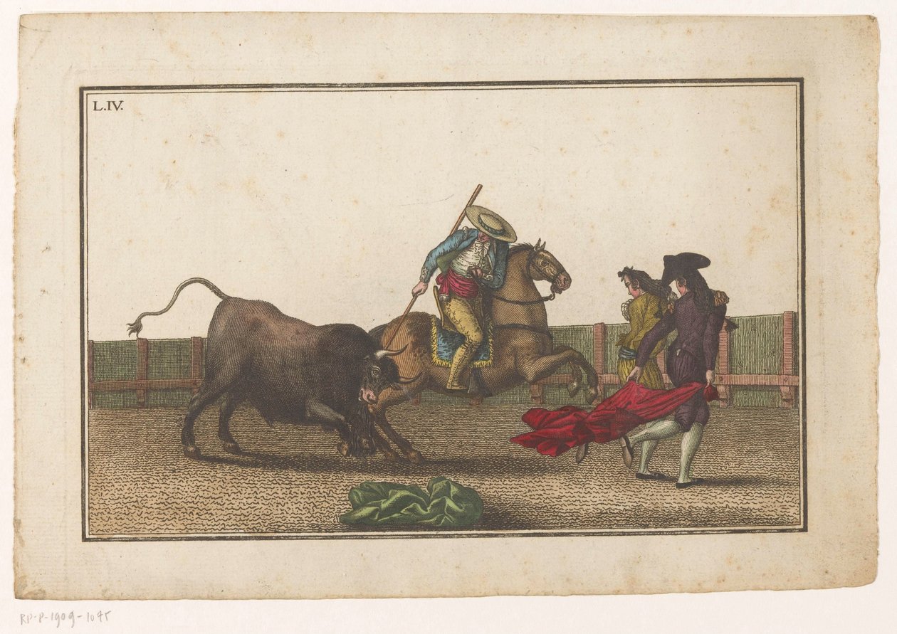 يغرق بيكادور رمحه في ثور Coleccion de las Principales suertes de una corrida de toros (عنوان السلسلة) مجموعة من أهم المناورات في مصارعة الثيران (عنوان المسلسل) بواسطة لويس فرنانديز نوسيرت