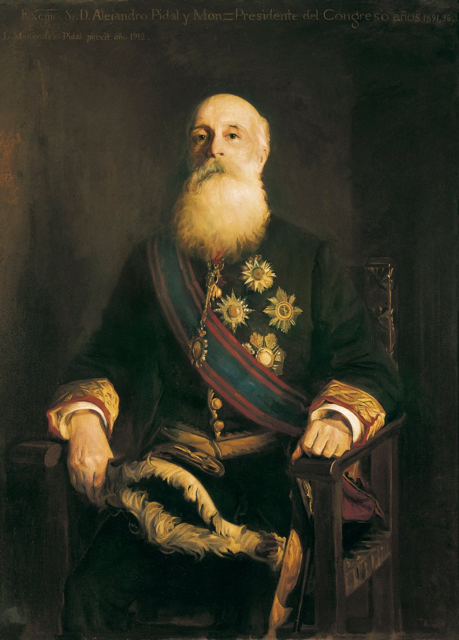 صورة أليخاندرو بيدال واي مون (1846-1913) سياسي إسباني عضو في مجموعة الاتحاد الكاثوليكي. لوحة لويس مينينديز بيدال (1861-1932) بواسطة لويس مينينديز بيدال