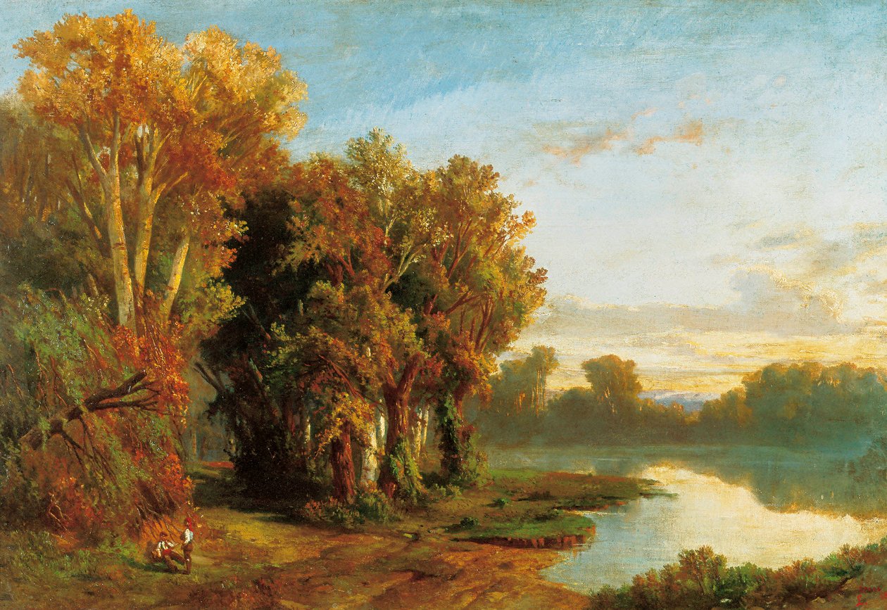 منظر طبيعي على ضفاف نهر. رسم لويس ريجالت (1814-1894). زيت على قماش. المتحف الوطني للفنون في كاتالونيا ، برشلونة. بواسطة Luis Rigalt y Farriols