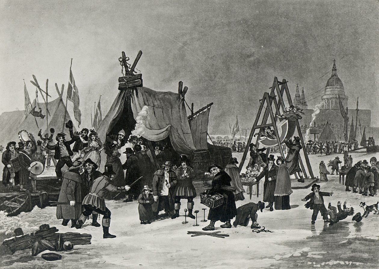 المعرض على نهر التايمز ، 4 فبراير 1814 ، نقش ريف بواسطة لوك كلينيل