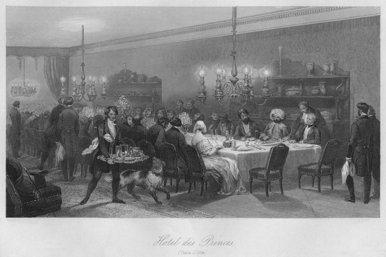 فندق الأمراء. جدول DHote ، c1843 بواسطة الأسهم ناب