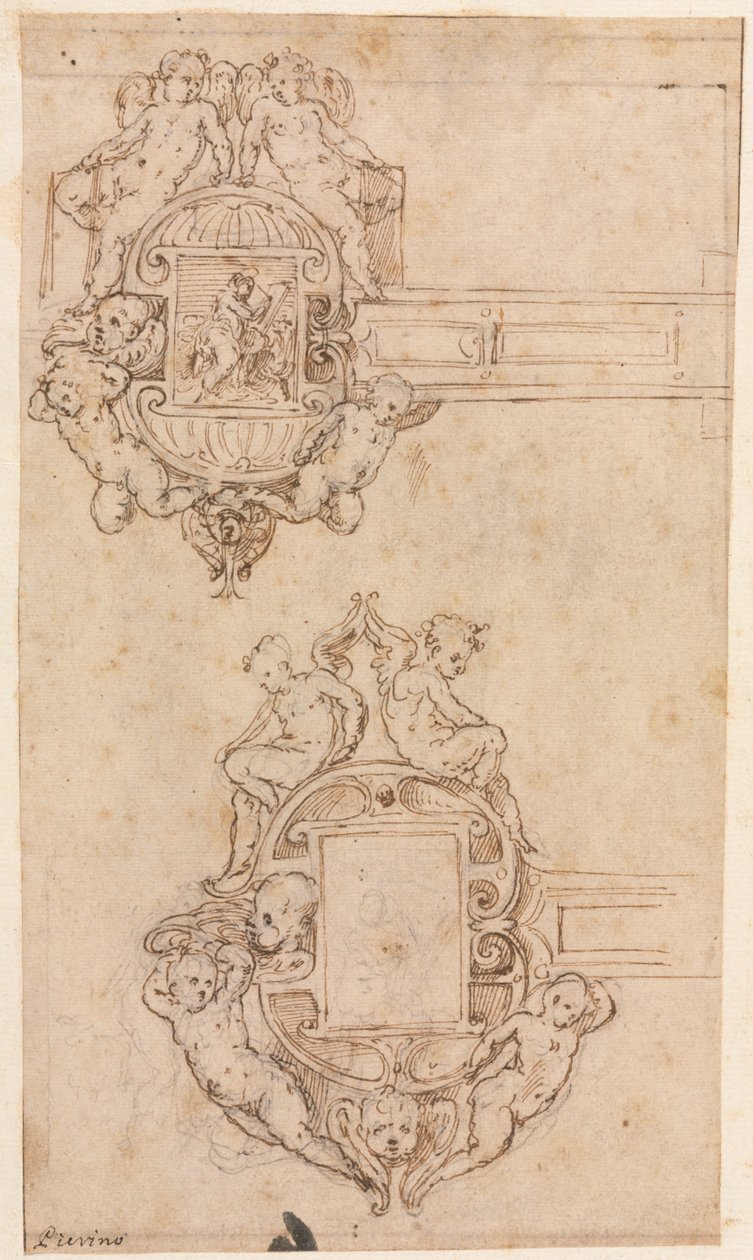 تصميم لمفصلات الديكور ، منتصف 1500s. بواسطة Luzio Romano