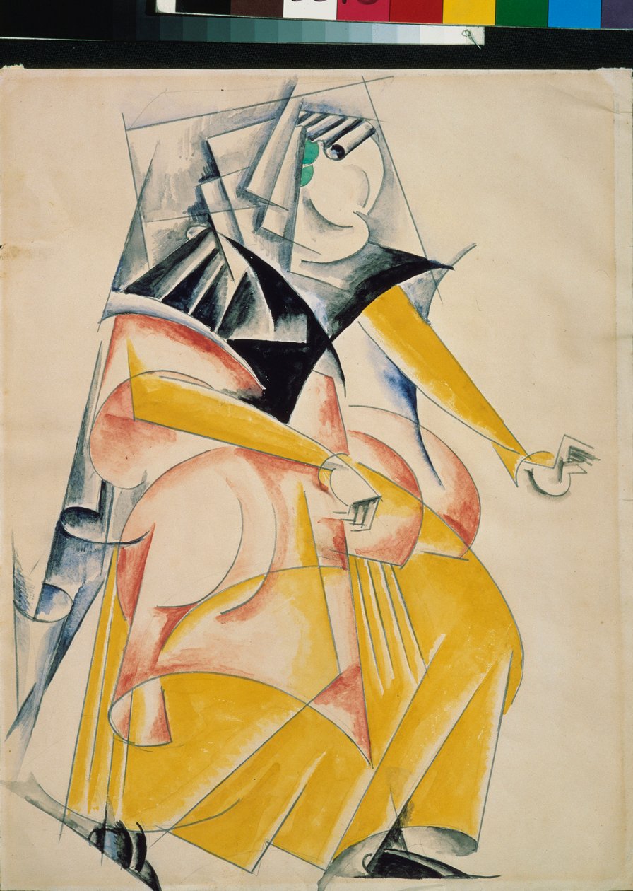 زي تحضيري لمسرحية "روميو وجولييت" لوليام شكسبير (1564-1616) - تصميم أزياء مسرحية روميو وجولييت لو شكسبير - عمل ليوبوف (ليوبوف) سيرجيفنا بوبوفا (1889-1924) ، الغواش والحبر على الورق بواسطة ليوبوف سيرجيفنا بوبوفا