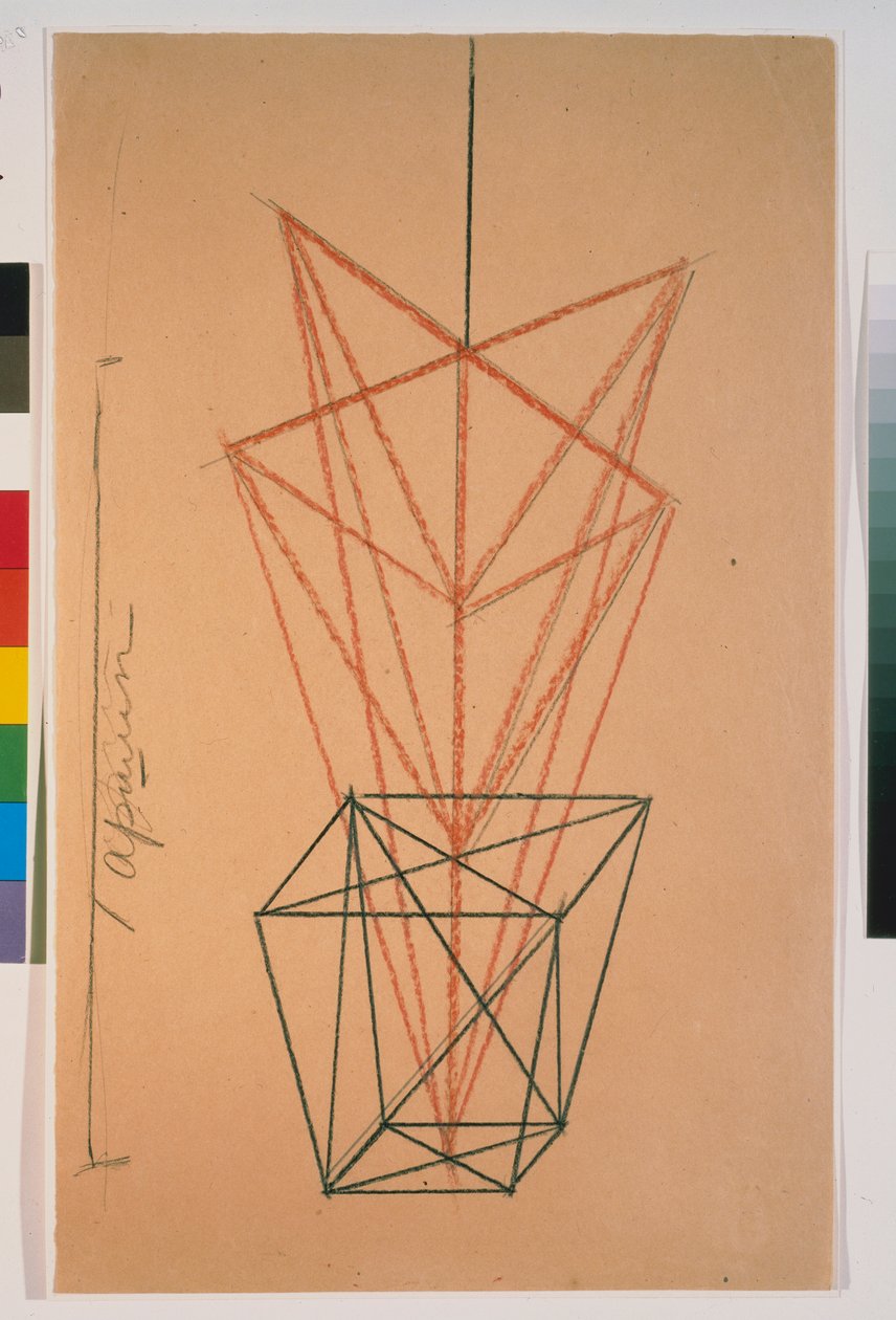 إبرة الراعي المحفوظة بوعاء. رسم تخطيطي لمسرحية "Le Cocu Magnificient" لفرناند كروملينك (1886-1970). عمل ليوبوف (ليوبوف) سيرجيفنا بوبوفا (1889-1924) ، قلم رصاص على ورق بواسطة ليوبوف سيرجيفنا بوبوفا