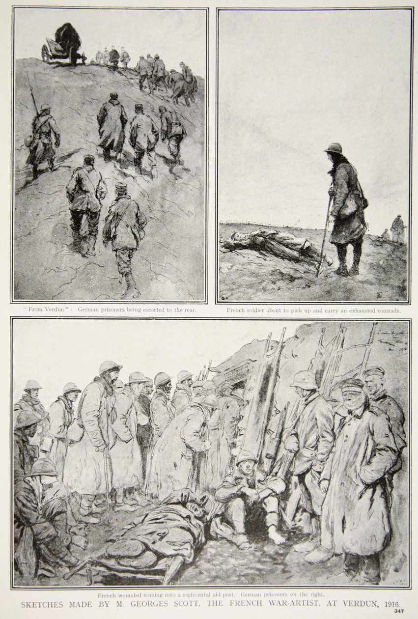 اسكتشات قام بها فنان حرب فرنسي في فردان ، 1916 بواسطة جورج سكوت