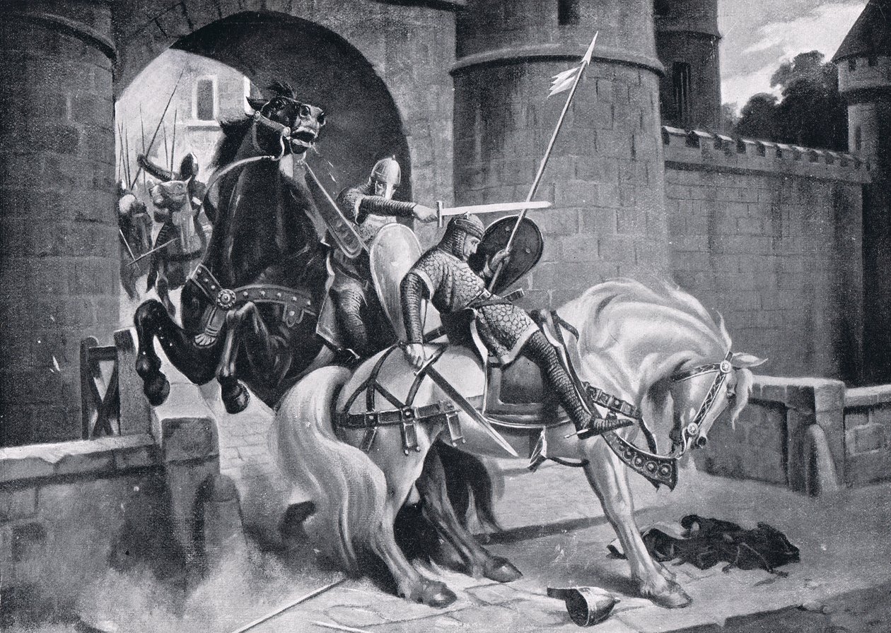 القتال بين ويليام وروبرت في Gerberoy AD1079 ، 1920 بواسطة M. Mackinlay