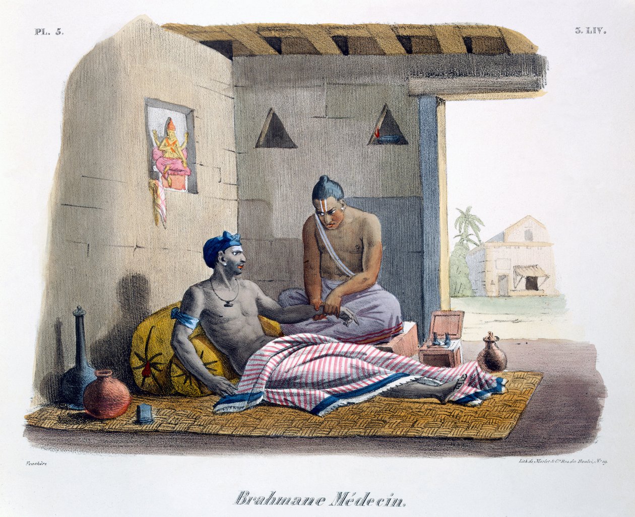 طبيب براهمة يأخذ نبضًا ، 1827-35 بواسطة ME Burnouf