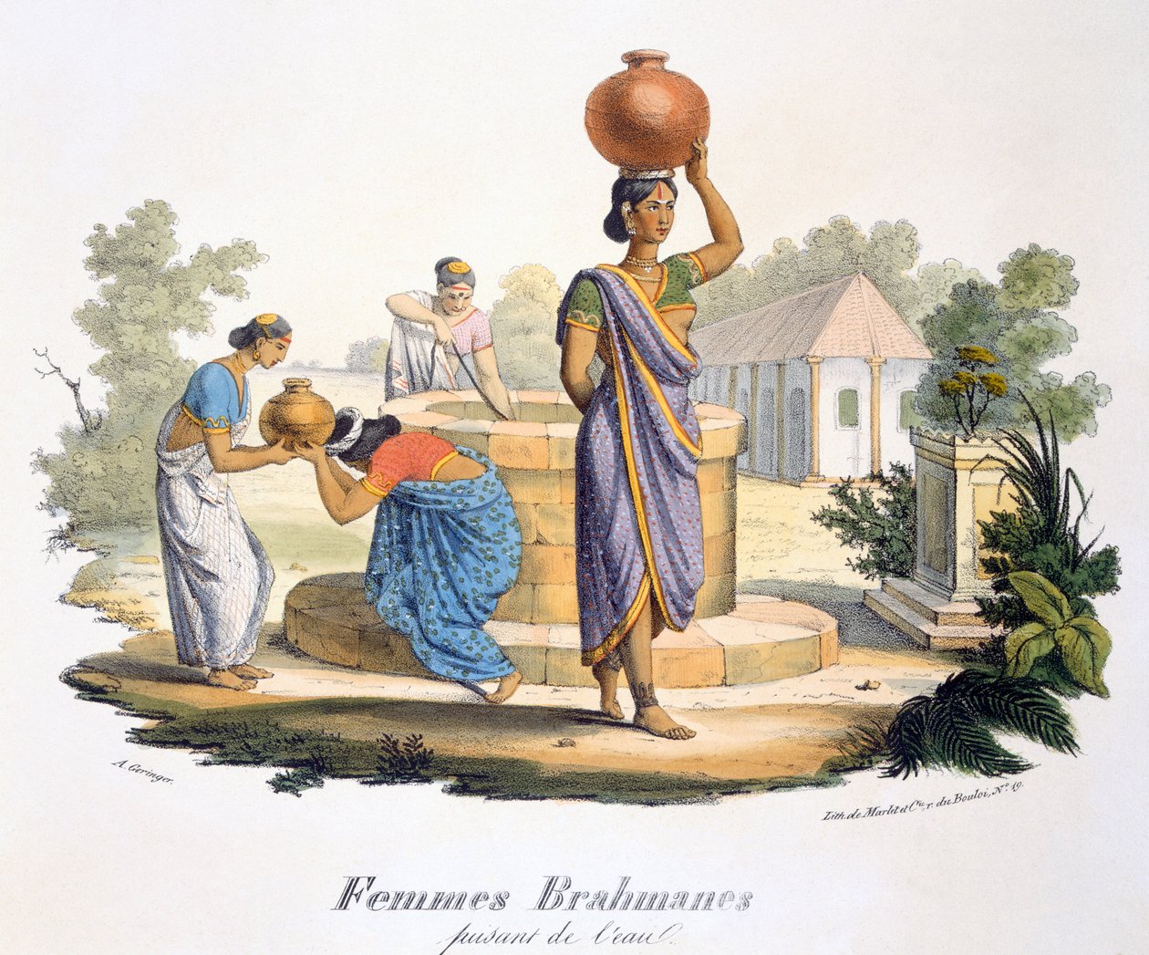 نساء براهمان يجمعن الماء ، 1827-35 بواسطة ME Burnouf