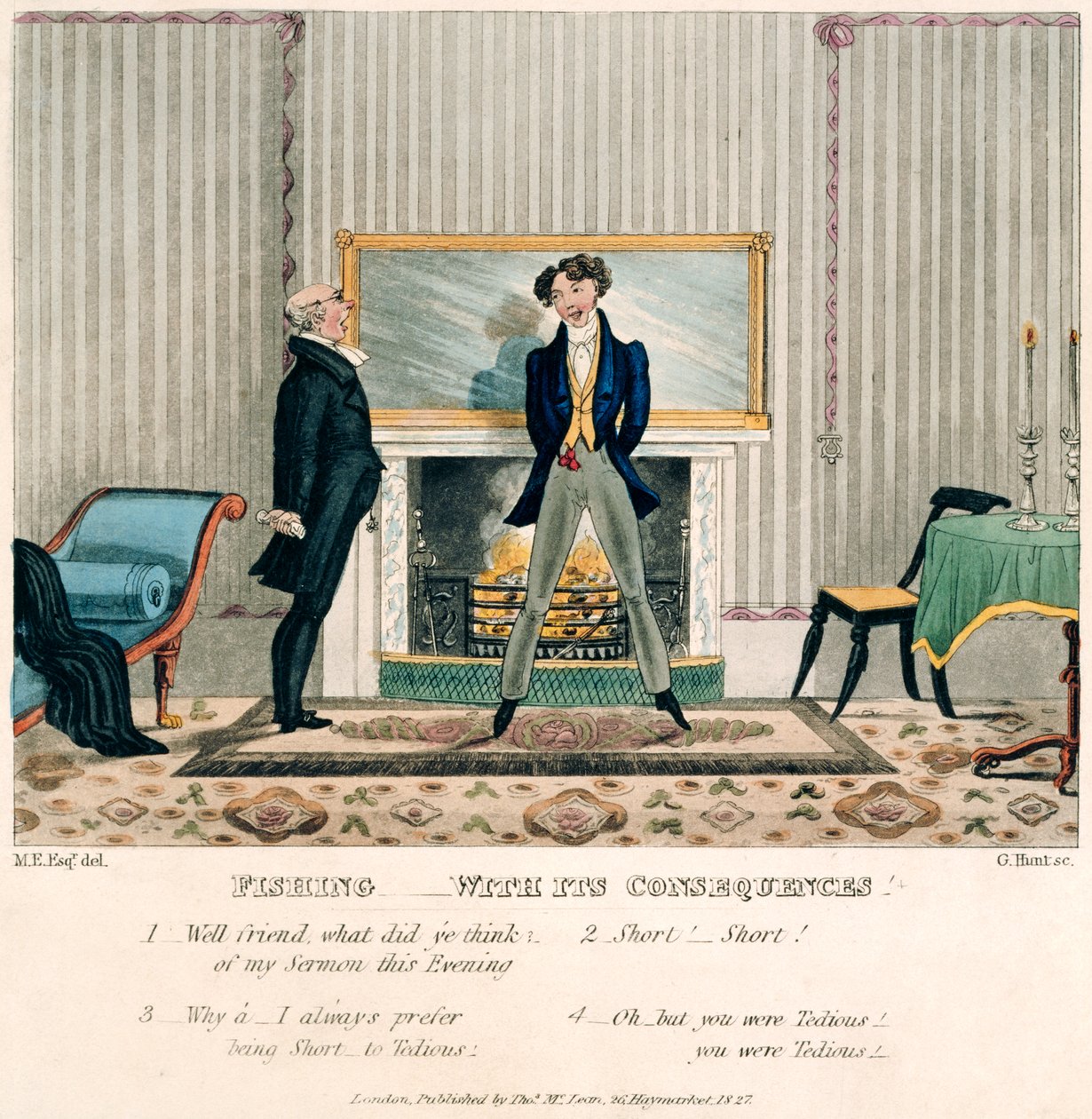 "الصيد - مع عواقبه" ، نقش من قبل G. Hunt ، نشر في لندن من قبل Thomas McClean ، 1827 (ألوان مائية يدوية) بواسطة إجيرتون