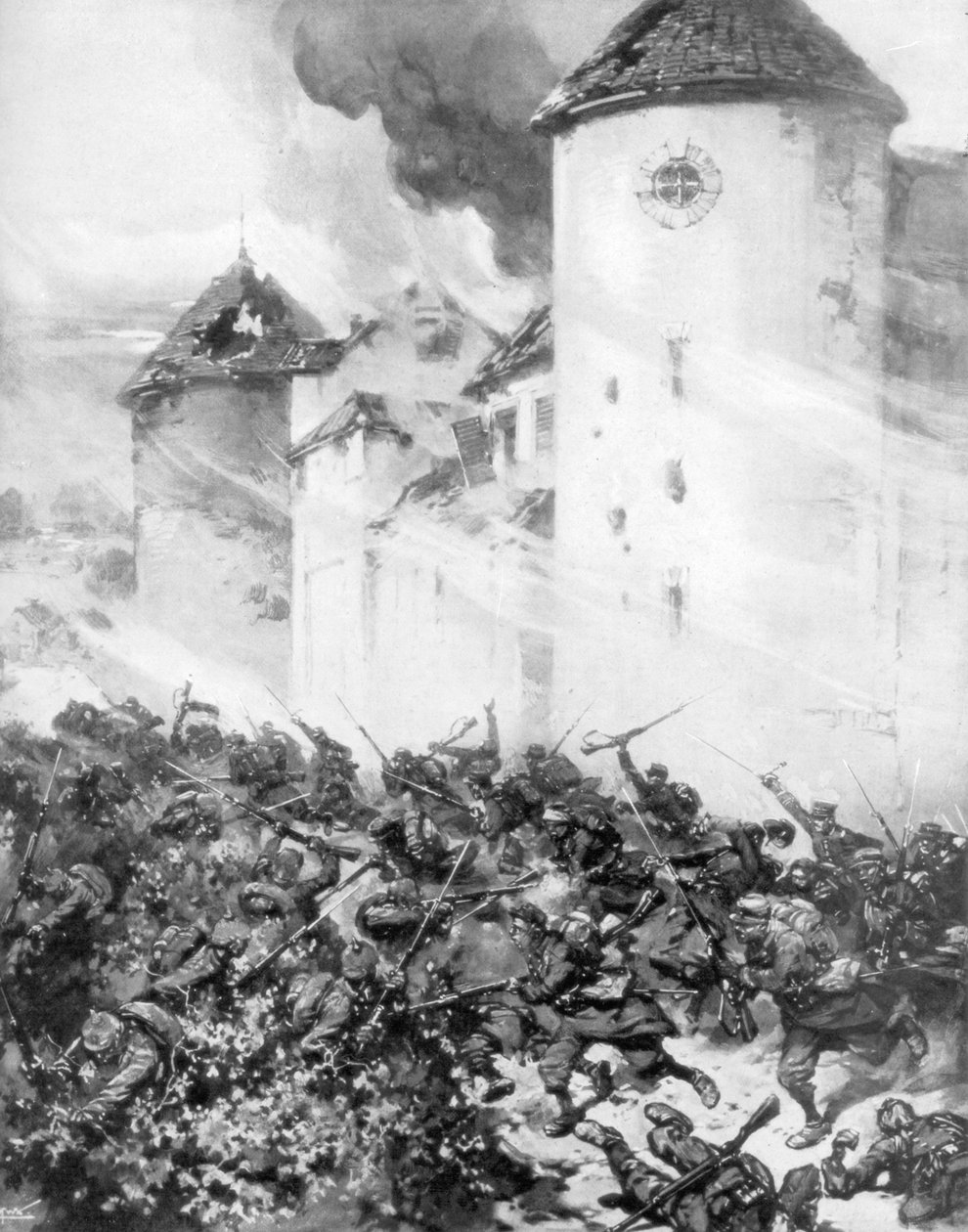معركة الفرنسيين والألمان تحت جدران شاتو دي موندمينت ، فرنسا ، 1914. بواسطة MHW Koekkok