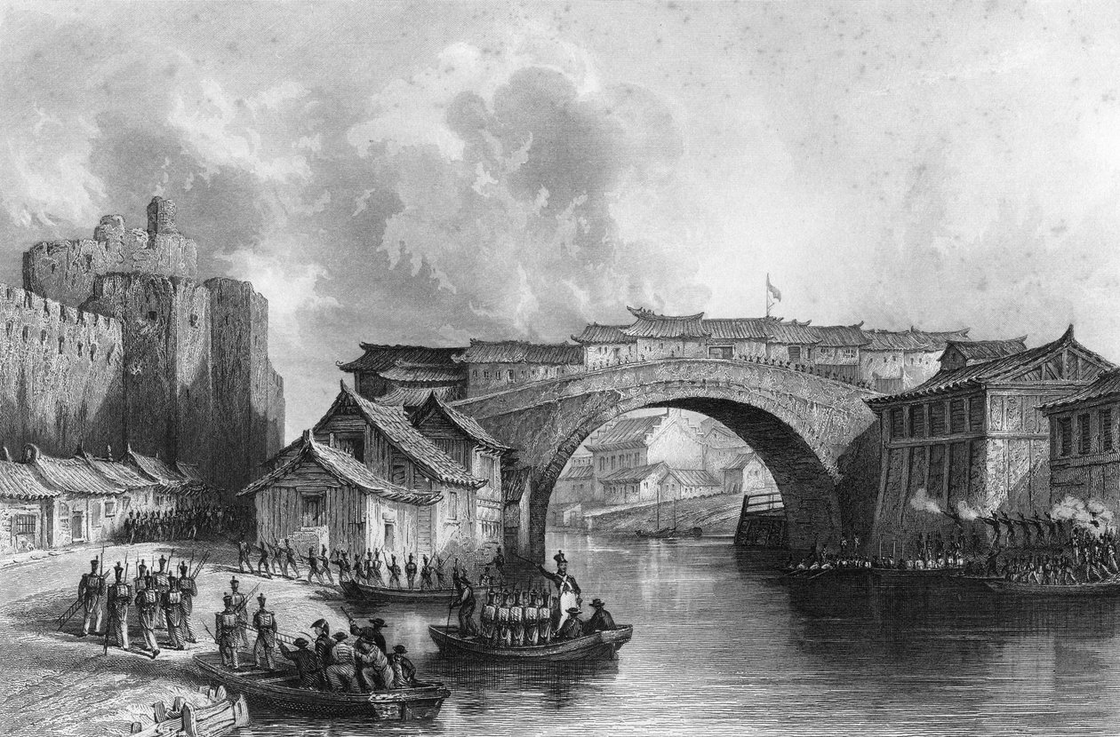 البوابة الغربية لـ Ching-keang-foo Zhenjiang ، الصين ، 21 يوليو 1842 c1857. بواسطة إم جي ستارلنج