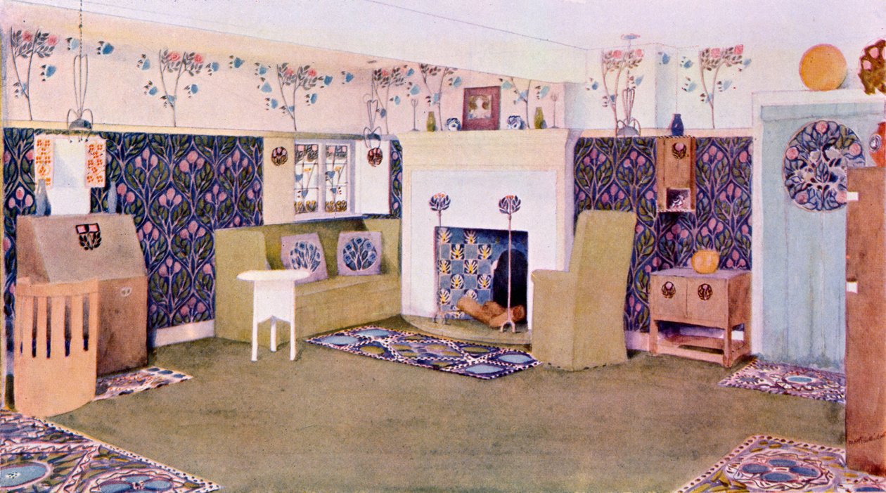 تصميم لغرفة الرسم في Falkewood ، c.1906 بواسطة ماكاي هيو بيلي سكوت