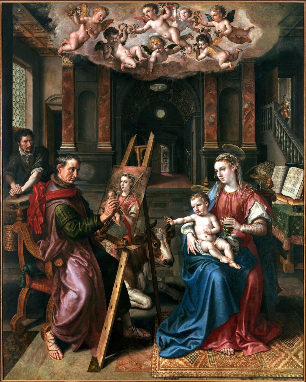 القديس لوقا رسم العذراء 1602. بواسطة Maerten Vos de