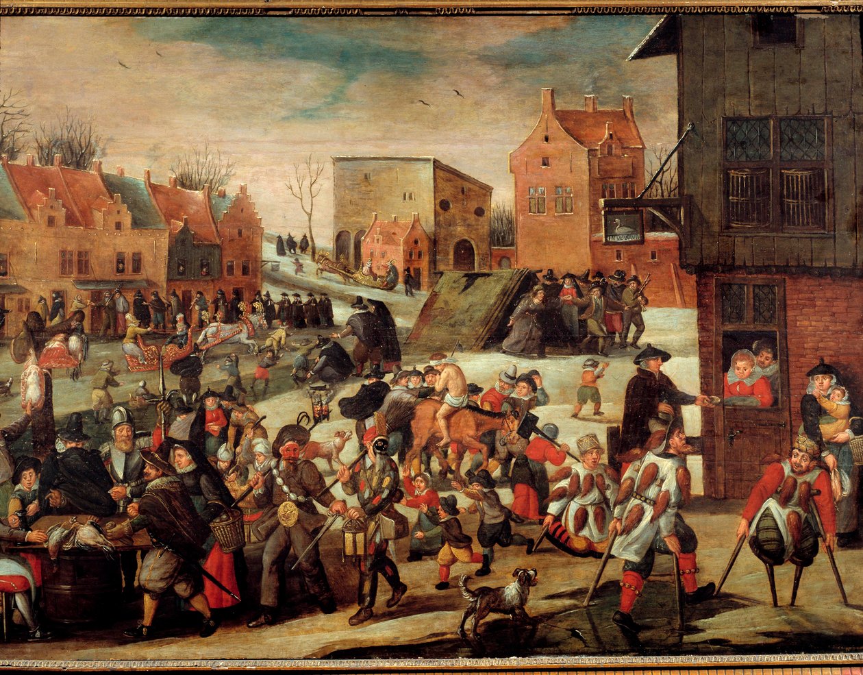 The cripples A crowd of poor and infirm in a city (in Flanders?) (Court of Miracles). Painting by Martin van Cleve (1527-1581) 16th century Troyes, Musee des Beaux Arts بواسطة مارتن فان كليف