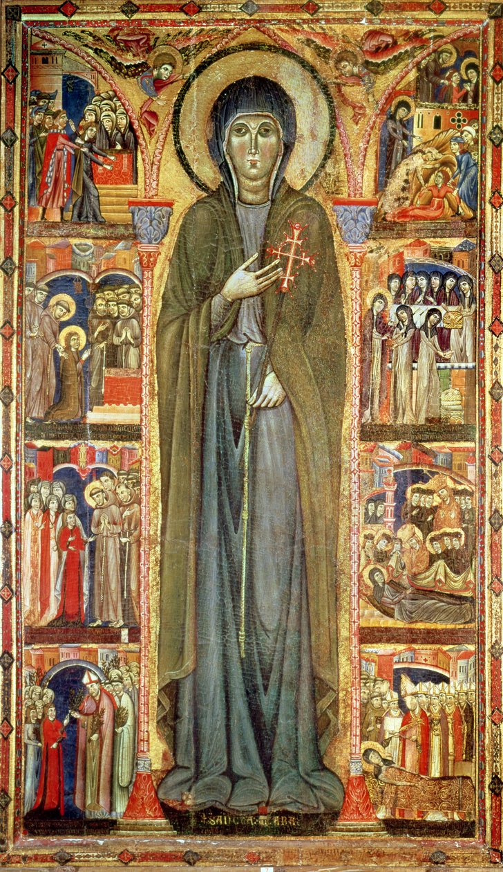 سانت كلير مع مشاهد من حياتها (درجة الحرارة على اللوحة) بواسطة Maestro di Santa Chiara