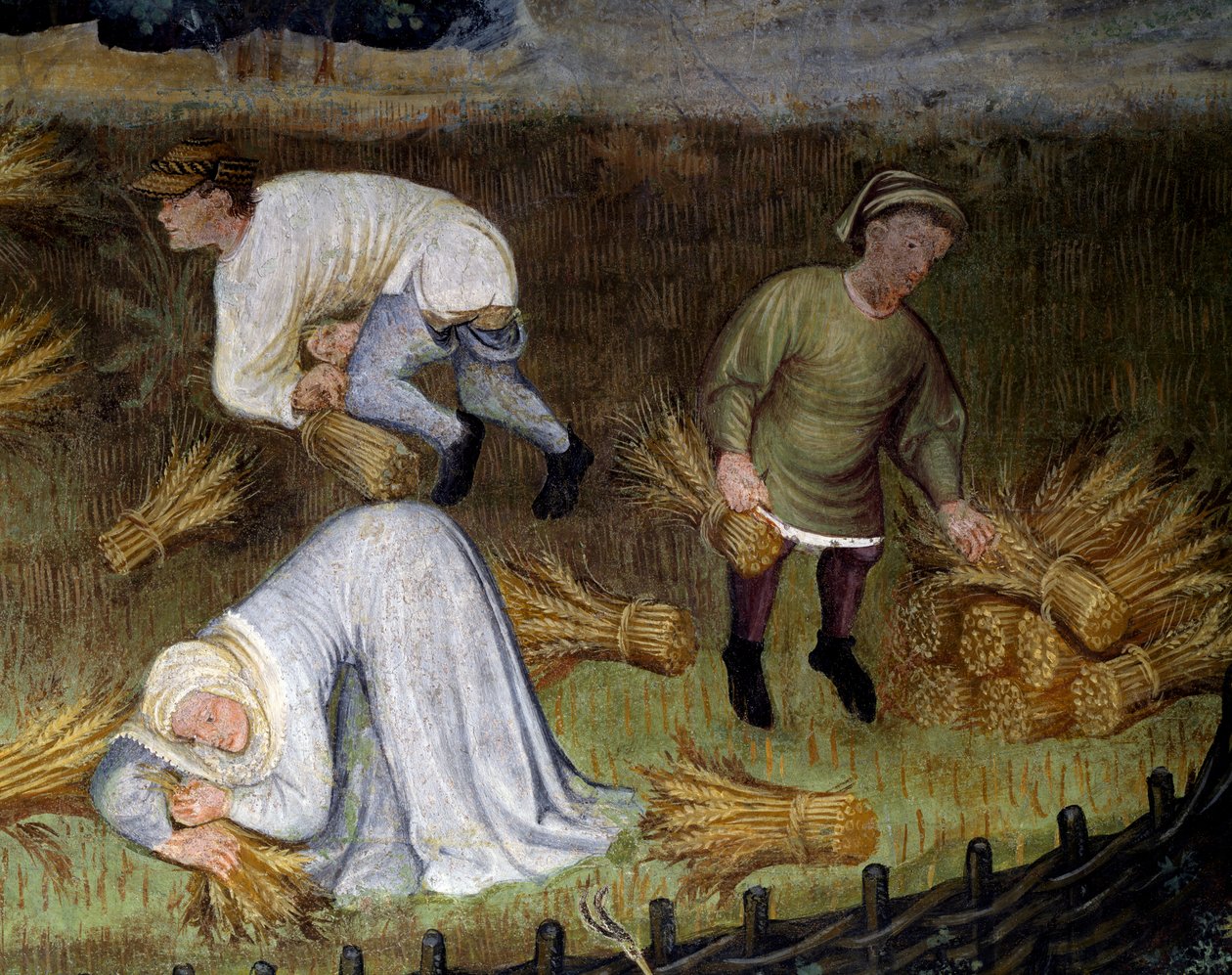 Wheat harvesting, detail from Month of August Cycle of Months بواسطة المايسترو (Attr. To) Venceslao