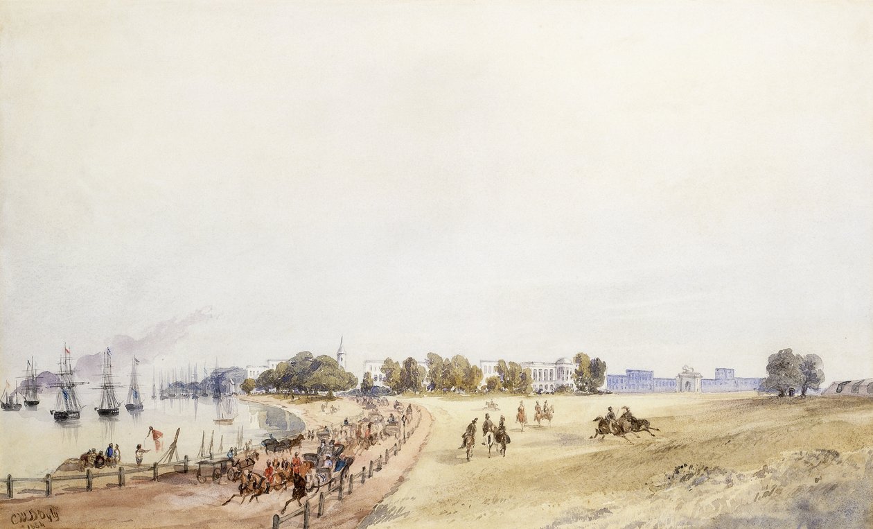 منظر للقلعة والمدينة ، كلكتا ، 1854 بواسطة اللواء السير تشارلز والترز DOyly