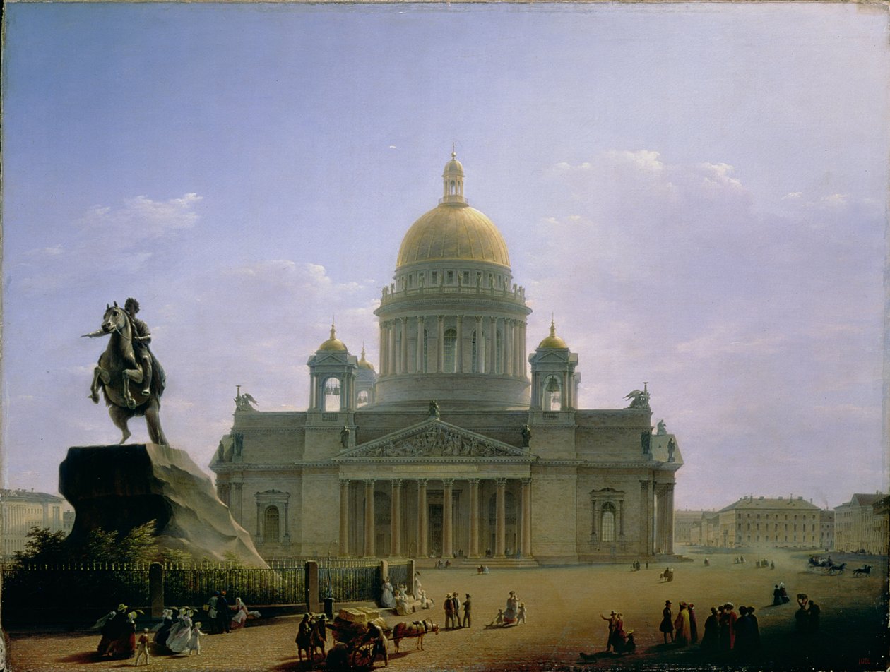 كاتدرائية القديس إسحاق مع تمثال بطرس الأكبر ، 1844 بواسطة ماكسيم نيكيفوروفيتش فوروبييف
