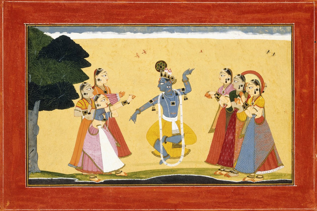 رقص كريشنا قبل رعاة البقر وهم يصفقون بأيديهم ، c.1730-1735 بواسطة ماناكو