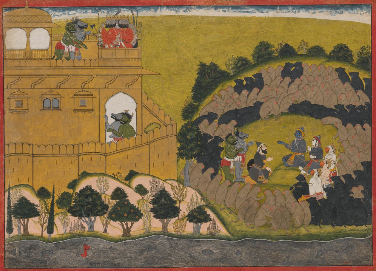 راما تطلق جاسوس الشيطان شوكا وسارانا: فوليو من سلسلة حصار لانكا ، حوالي 1725. بواسطة ماناكو