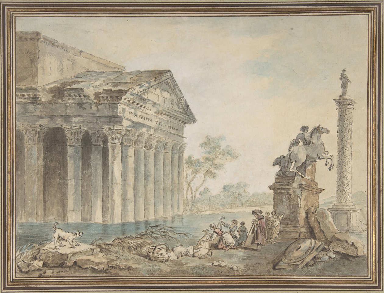 Capriccio المعمارية مع الآثار الرومانية والغسالات ، nd. بواسطة طريقة هوبرت روبرت