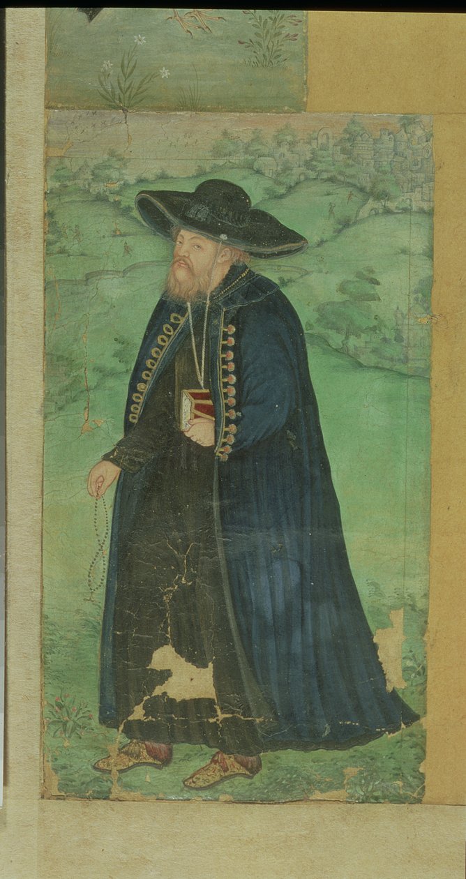 كاهن يسوعي ، مُدرج بالفارسية: "جهانجير شاهي أمل منصور" ، موغال ، 1610 ، (ورق) ، بواسطة المنصور
