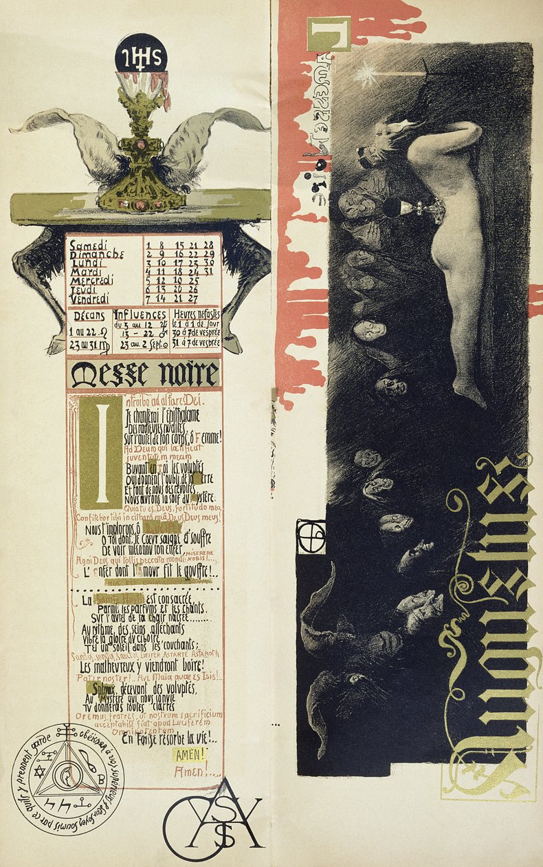 القداس الأسود ، شهر أغسطس لتقويم سحري نُشر في مراجعة &39;Art Nouveau&39; ، 1896 بواسطة مانويل أورازي
