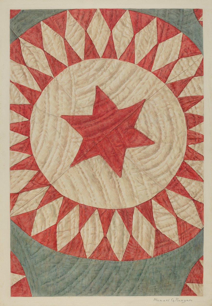 Star & Ring لحاف ، c. 1938. بواسطة مانويل جي رونيان