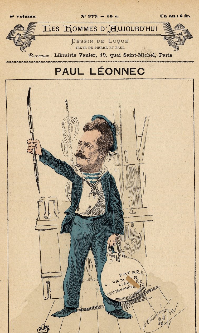 غلاف Les Hommes Today ، رقم 377 ، رسم توضيحي لمانويل لوك (1854-1919): رسامو كاريكاتير - ليونيك بول (1842-1899) بواسطة مانويل لوك