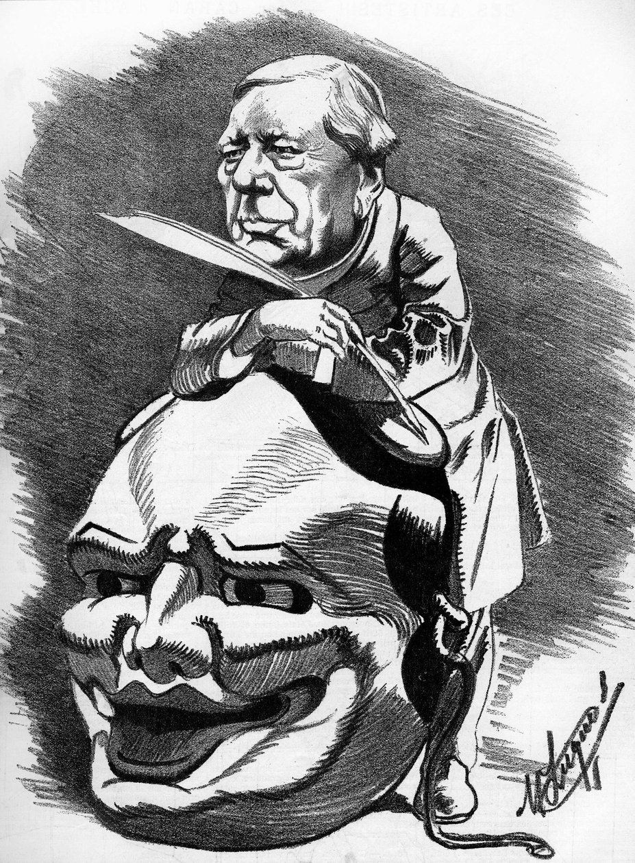 يوجين لابيش (1815-1888) ، كاتب مسرحي فرنسي. كارتون لرسام الكاريكاتير مانويل لوك. في "The Cartoon" عام 1886. بواسطة مانويل لوك