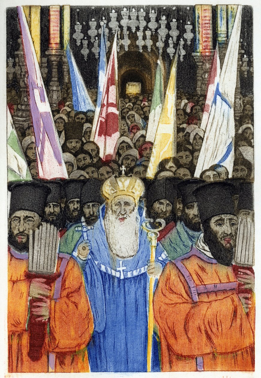 احتفال اليهود الأرثوذكس في القدس. نقش لمانويل أورازي (1860-1934) ، في "" L'an prochain a Jerusalm "، باريس بواسطة مانويل أورازي