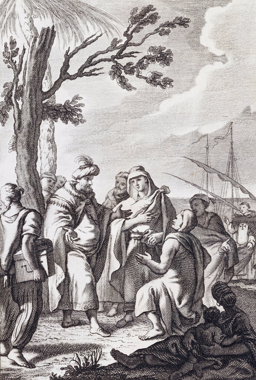 رسم توضيحي لـ "معاهدة الجزائر" للمخرج ميغيل دي سيرفانتس بواسطة Manuel de la Cruz y Cano