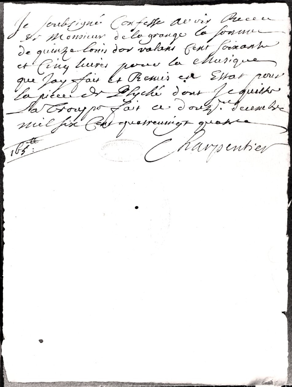 رسالة تتعلق بالموسيقى من تأليف Charpentier من أجل Psyche بواسطة Moliere (1622-73) 1684 بواسطة مارك أنطوان شاربينتييه