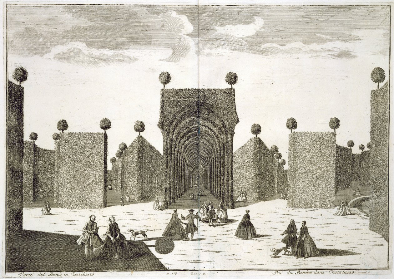 حدائق توبياري ، من Delights of the Villa Castellazzo ، بقلم دومينيكو فيليس ليوناردي ، نشر 1743 بواسطة Marc'Antonio dal Re