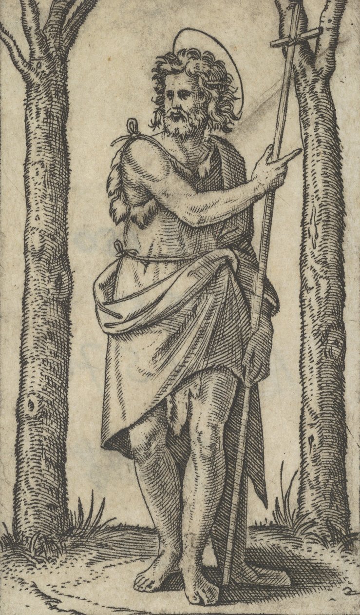 يوحنا المعمدان يحمل عصا ، من سلسلة 'Piccoli Santi' Small Saints ، ... ، كاليفورنيا. 1500-1527. بواسطة ماركانتونيو رايموندي