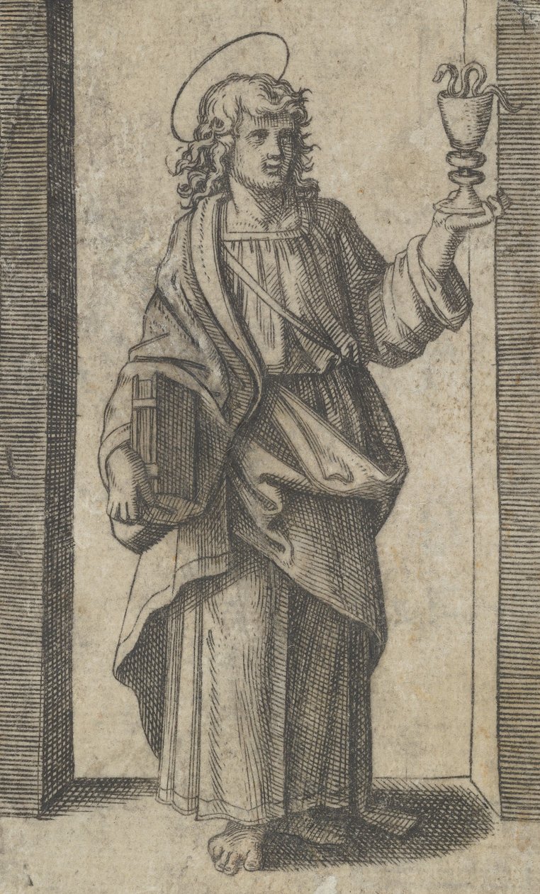 القديس يوحنا ، كتاب في كأس اليد اليمنى في اليسار ، من سلسلة 'Piccoli Santi' ... ، كاليفورنيا. 1500-1527. بواسطة ماركانتونيو رايموندي