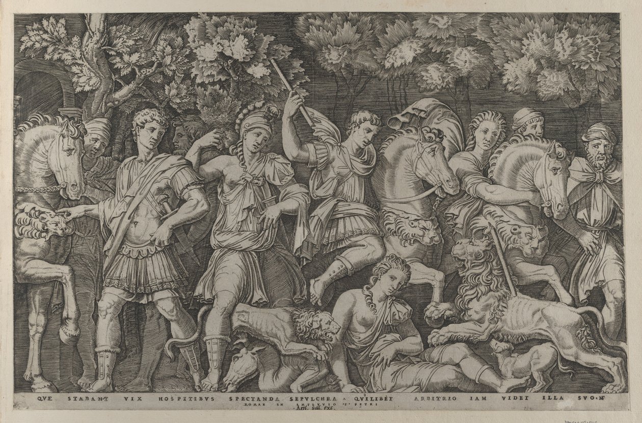 The Lion Hunt ، كاليفورنيا. 1500-1534. ، كاليفورنيا. 1500-1534. بواسطة ماركانتونيو رايموندي