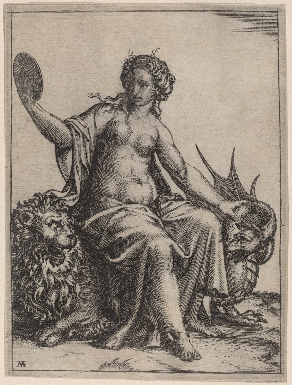 التعقل بواسطة من المحتمل أن يكون Marcantonio Raimondi بعد رافائيل