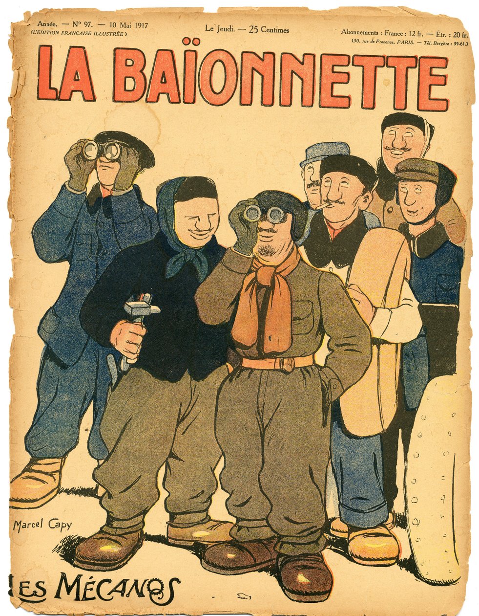 غلاف كتاب "La Baionnette" ، ساخر بألوان بواسطة مارسيل أمابل لاعب خط الوسط كابي