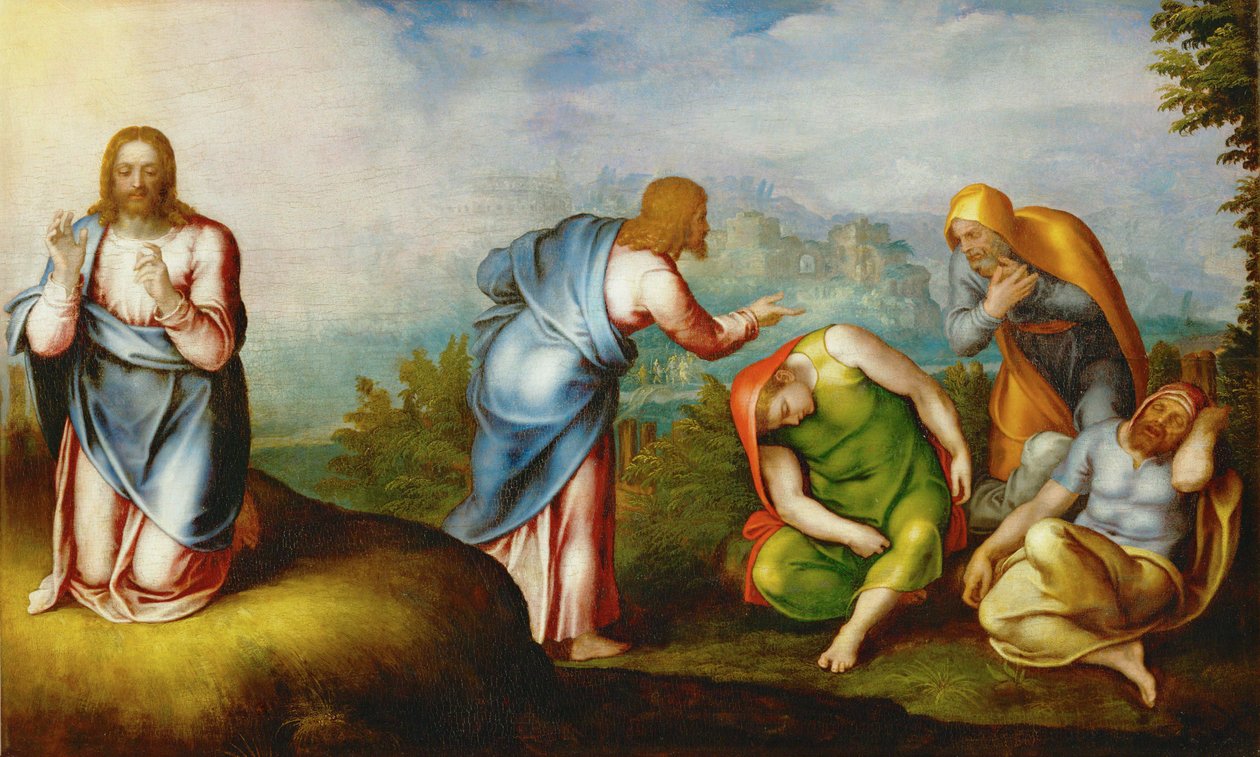 المسيح على جبل الزيتون، حوالي عام 1560-70 (لوحة على خشب الحور) بواسطة مارسيلو فينوستي