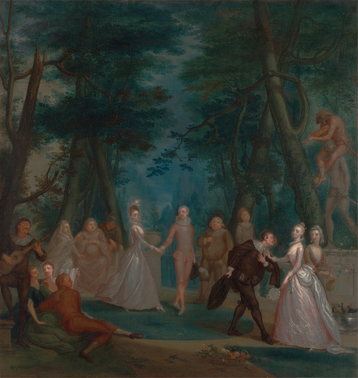 مشهد في حديقة ، مع شخصيات من Commedia dellArte بواسطة مارسيلوس لارون الأصغر