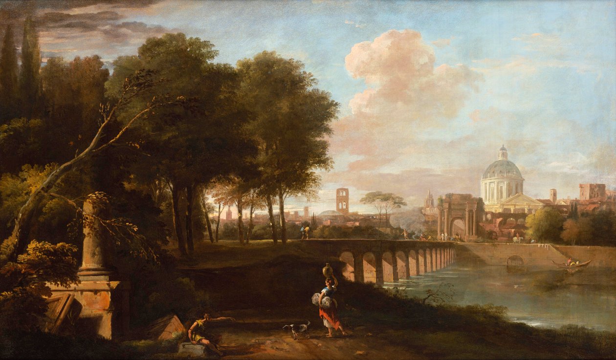 المناظر الطبيعية الكلاسيكية ، مع قبة Wren من King Charles Court ، مستشفى Greenwich (اليوم الكلية البحرية الملكية ، Greenwich) ، c.1710 بواسطة ماركو ريتشي