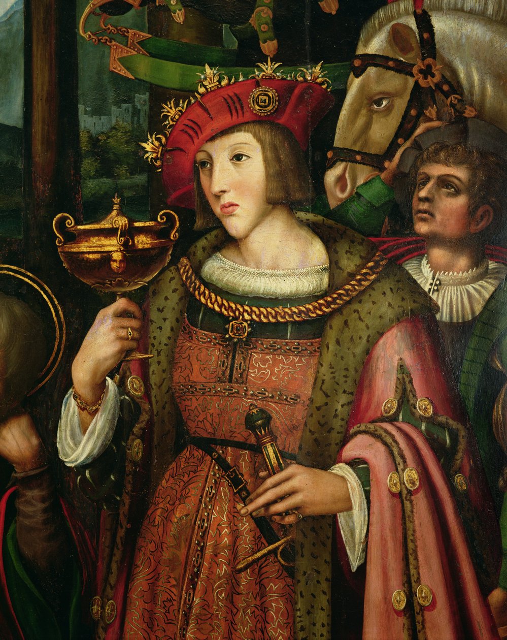 تشارلز فيث (1500-1558) من إسبانيا (زيت على لوحة ، تفاصيل) بواسطة ماركو كارديسكو
