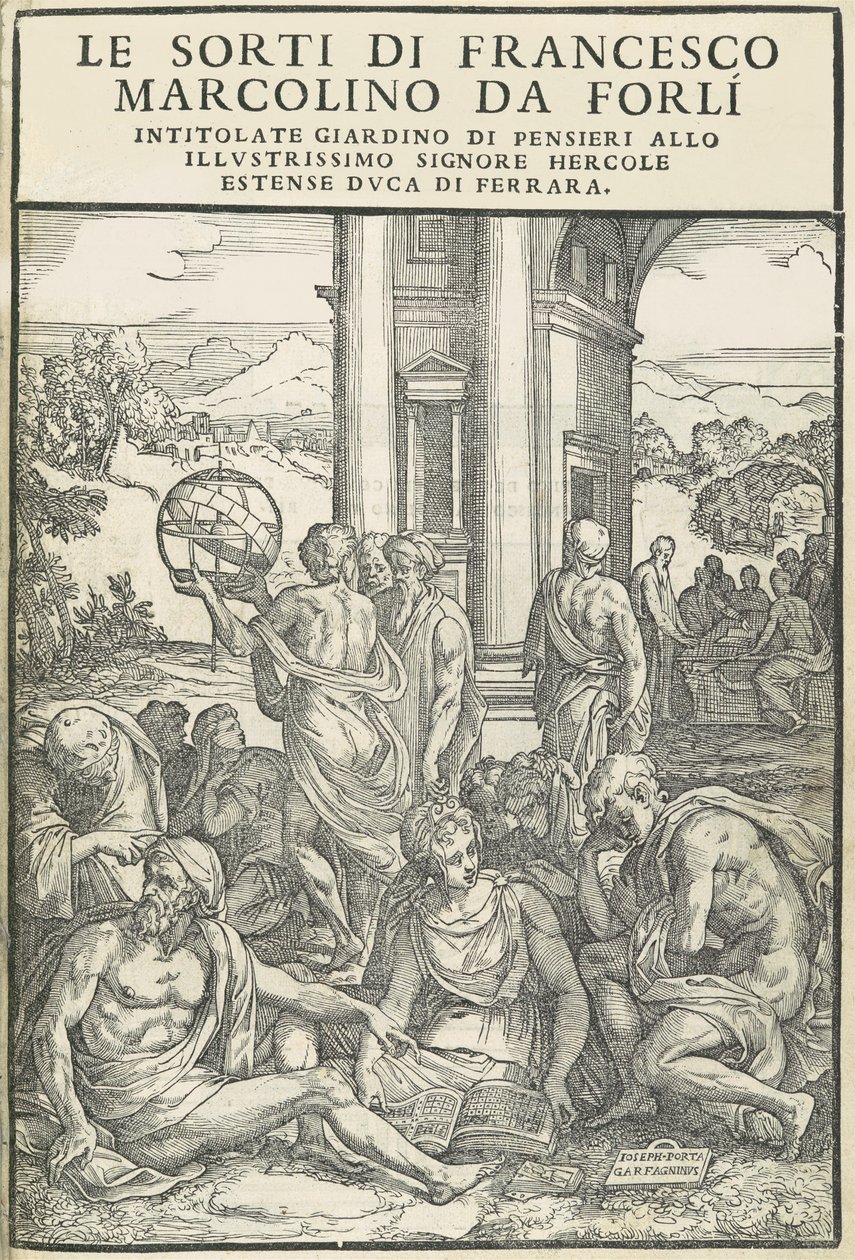 Le Sorti ... بعنوان حديقة الأفكار ، أكتوبر 1540. المؤلفون: غير معروف ، ماركو دينتي. بواسطة ماركو دينتي