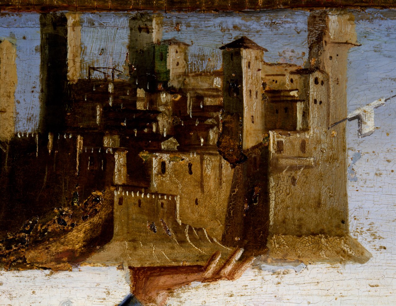 مادونا والقديسين ، تفاصيل بريدلا للقديس أدريان بواسطة ماركو بالميزانو (حوالي 1460-1539) ، كنيسة القديس فرنسيس ، ماتيليكا ، ماركي ، إيطاليا ، التفاصيل بواسطة ماركو بالمزانو