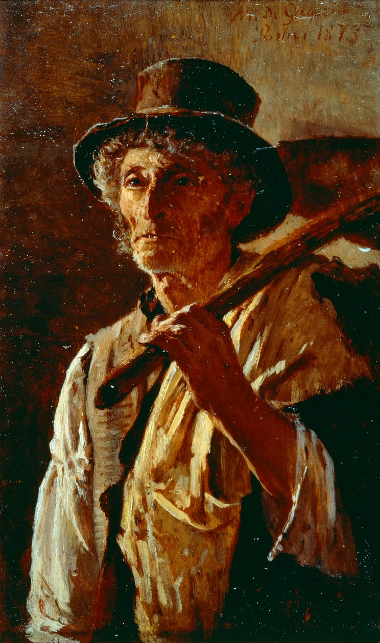 Digger, by Marco De Gregorio (1829-1876), oil on canvas, 21x14 cm بواسطة ماركو دي جريجوريو